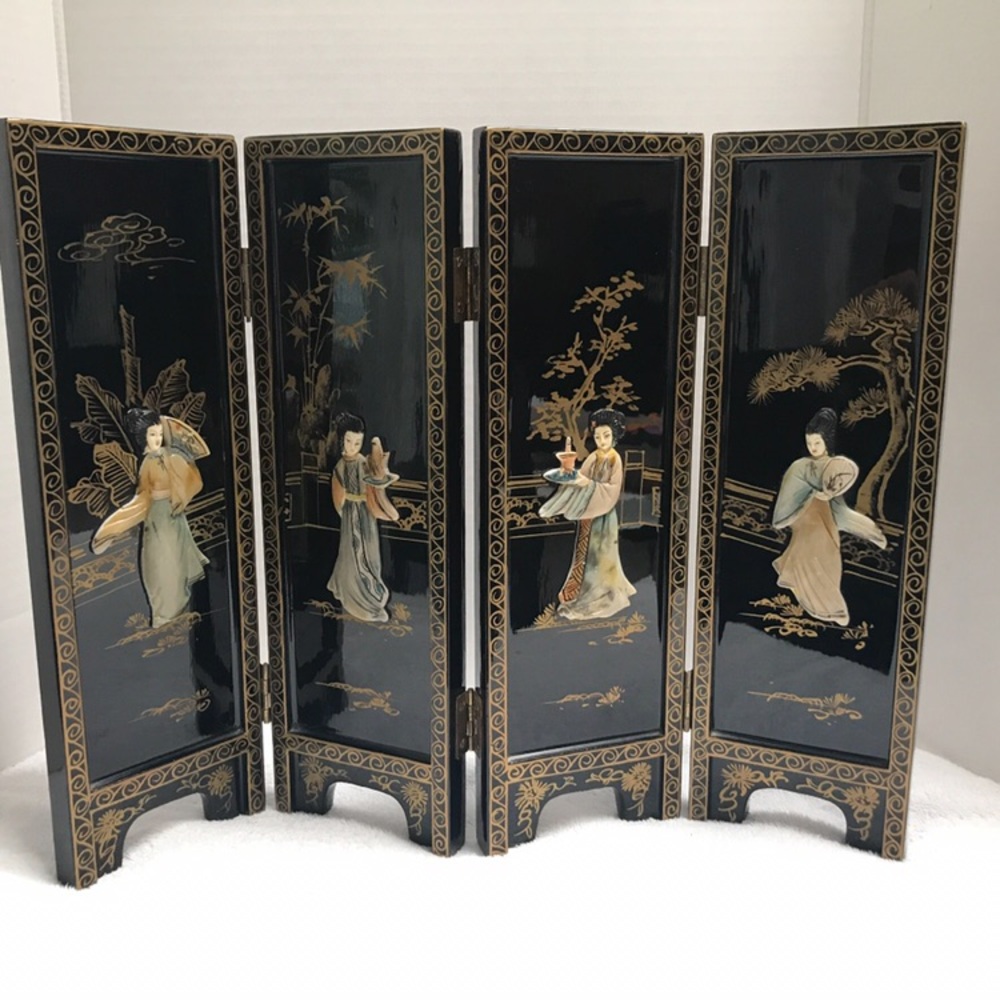 Antique Asian Table Top Folding Screen